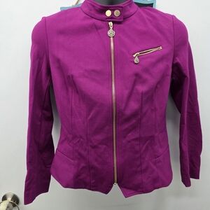 Anne Klein Women's Fuchsia Jacket with Gold-tone Zip